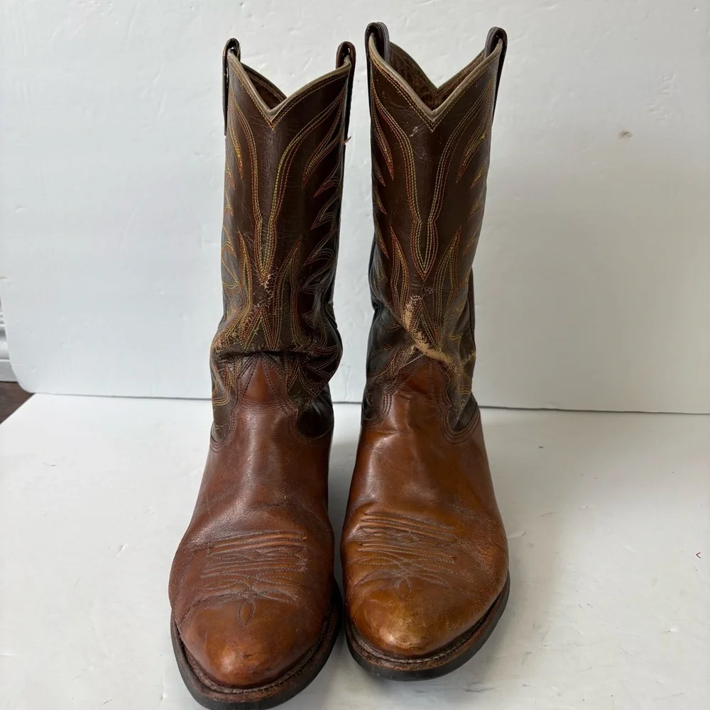 Vintage 1970s 1980s Nocona Cowboy Boots Brown Mens Size 9E 4782